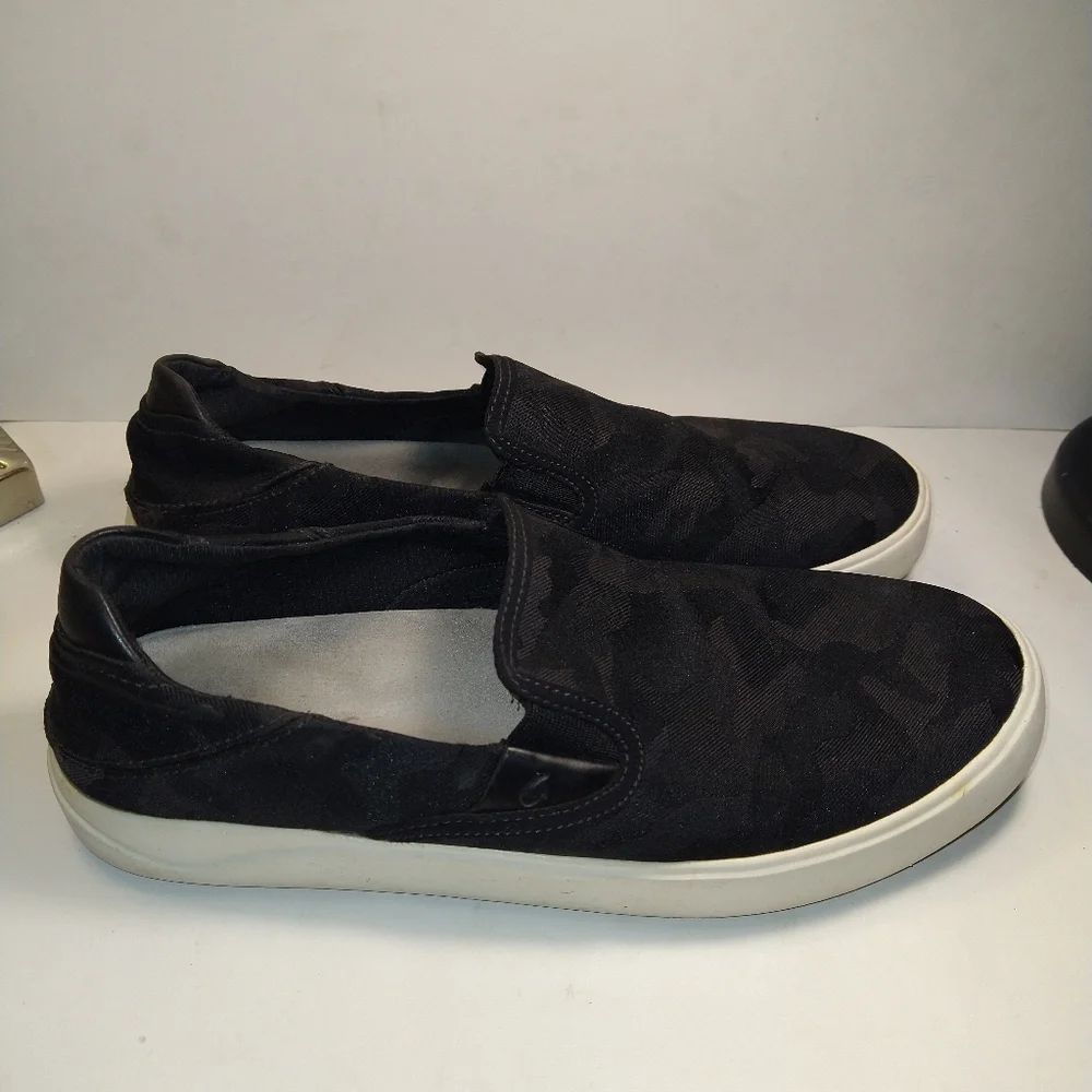 Olukai Lae'ahi Pa'I Black Camo Canvas Slip On Loafer Shoes Men's sz 10.